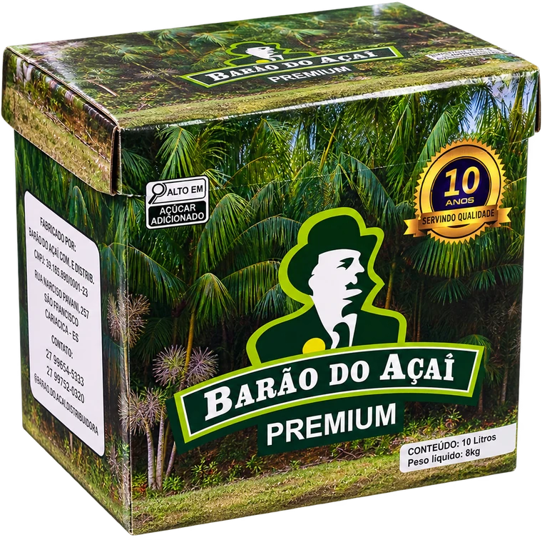 Caixa de 10 litros do Mix de Açaí Premium da Barão do Açaí