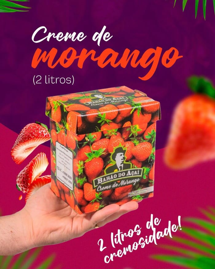 Post do Instagram: Creme de Morango de 2 litros da Barão do Açaí